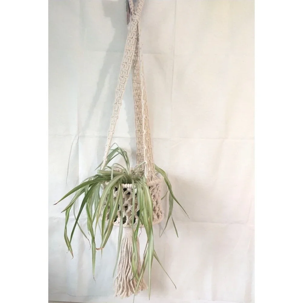 NWT Boho Macrame - Hanging Plant Holder Bucket- 37” Long